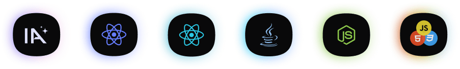 IA, React Native, React, Java, Node.js, HTML + CSS + JS